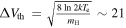 ${\rm{\Delta }}{V}_{\mathrm{th}}\,=\sqrt{\tfrac{8\,\mathrm{ln}\,2{{kT}}_{{\rm{e}}}}{{m}_{{\rm{H}}}}}\sim 21$