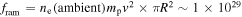 ${f}_{\mathrm{ram}}={n}_{{\rm{e}}}(\mathrm{ambient}){m}_{{\rm{p}}}{v}^{2}\times \pi {R}^{2}\sim 1\times {10}^{29}$