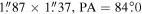 $1\buildrel{\prime\prime}\over{.} 87\times 1\buildrel{\prime\prime}\over{.} 37,\mathrm{PA}=84\buildrel{\circ}\over{.} 0$