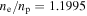 ${n}_{{\rm{e}}}/{n}_{{\rm{p}}}=1.1995$