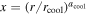 $x={(r/{r}_{\mathrm{cool}})}^{{a}_{\mathrm{cool}}}$