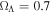 ${{\rm{\Omega }}}_{{\rm{\Lambda }}}=0.7$
