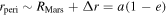 ${r}_{\mathrm{peri}}\sim {R}_{\mathrm{Mars}}+{\rm{\Delta }}r=a(1-e)$