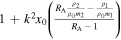 $1+{k}^{2}{x}_{0}\left(\tfrac{{R}_{{\rm{A}}}\tfrac{{\rho }_{2}}{{\rho }_{0}{m}_{2}}-\tfrac{{\rho }_{1}}{{\rho }_{0}{m}_{1}}}{{R}_{{\rm{A}}}-1}\right)$