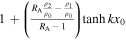 $1+\left(\tfrac{{R}_{{\rm{A}}}\tfrac{{\rho }_{2}}{{\rho }_{0}}-\tfrac{{\rho }_{1}}{{\rho }_{0}}}{{R}_{{\rm{A}}}-1}\right)\tanh {{kx}}_{0}$