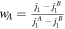 ${w}_{A}=\tfrac{{j}_{1}-{j}_{1}^{B}}{{j}_{1}^{A}-{j}_{1}^{B}}$