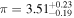 $\pi ={3.51}_{-0.19}^{+0.23}$