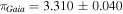 ${\pi }_{{Gaia}}=3.310\pm 0.040$