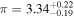 $\pi ={3.34}_{-0.19}^{+0.22}$