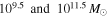${10}^{9.5}\,\mathrm{and}\,{10}^{11.5}\,{M}_{\odot }$