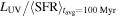 ${L}_{\mathrm{UV}}/\langle \mathrm{SFR}{\rangle }_{{t}_{\mathrm{avg}}=100\mathrm{Myr}}$