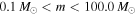 $0.1\,{M}_{\odot }\lt m\lt 100.0\,{M}_{\odot }$