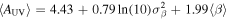 $\langle {A}_{\mathrm{UV}}\rangle =4.43+0.79\mathrm{ln}(10){\sigma }_{\beta }^{2}+1.99\langle \beta \rangle $