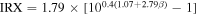 $\mathrm{IRX}=1.79\times [{10}^{0.4(1.07+2.79\beta )}-1]$