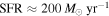 $\mathrm{SFR}\approx 200\,{M}_{\odot }\,{\mathrm{yr}}^{-1}$