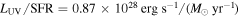 ${L}_{\mathrm{UV}}/\mathrm{SFR}=0.87\times {10}^{28}\,\mathrm{erg}\,{{\rm{s}}}^{-1}/({M}_{\odot }\,{\mathrm{yr}}^{-1})$