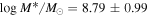 $\mathrm{log}\,{M}^{* }/{M}_{\odot }=8.79\pm 0.99$