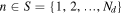 $n\in S=\{1,2,\,\ldots ,\,{N}_{d}\}$