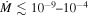 $\dot{M}\lesssim {10}^{-9}\mbox{--}{10}^{-4}$