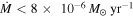 $\dot{M}\lt 8\times \ {10}^{-6}\,{M}_{\odot }\,{\mathrm{yr}}^{-1}$