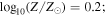${\mathrm{log}}_{10}\left(Z/{Z}_{\odot }\right)=0.2;$