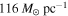 $116\,{M}_{\odot }\,{\mathrm{pc}}^{-1}$
