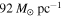 $92\,{M}_{\odot }\,{\mathrm{pc}}^{-1}$