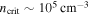 ${n}_{\mathrm{crit}}\sim {10}^{5}\,{\mathrm{cm}}^{-3}$