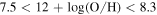 $7.5\lt 12+\mathrm{log}({\rm{O}}/{\rm{H}})\lt 8.3$