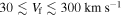 $30\lesssim {V}_{{\rm{f}}}\lesssim 300\,\mathrm{km}\,{{\rm{s}}}^{-1}$