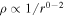$\rho \propto 1/{r}^{0-2}$