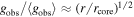 ${g}_{\mathrm{obs}}/\langle {g}_{\mathrm{obs}}\rangle \approx {(r/{r}_{\mathrm{core}})}^{1/2}$