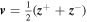 ${\boldsymbol{v}}=\tfrac{1}{2}({{\boldsymbol{z}}}^{+}+{{\boldsymbol{z}}}^{-})$
