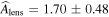 ${\widehat{A}}_{\mathrm{lens}}=1.70\pm 0.48$