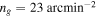 ${n}_{g}=23\,{\mathrm{arcmin}}^{-2}$