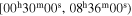 $[{00}^{{\rm{h}}}{30}^{{\rm{m}}}{00}^{{\rm{s}}},{08}^{{\rm{h}}}{36}^{{\rm{m}}}{00}^{{\rm{s}}})$