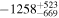 $-{1258}_{-669}^{+523}$