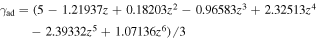 ${\gamma }_{\mathrm{ad}}=(5-1.21937z+0.18203{z}^{2}-0.96583{z}^{3}+2.32513{z}^{4}\,-2.39332{z}^{5}+1.07136{z}^{6})/3$