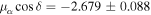 ${\mu }_{\alpha }\cos \delta =-2.679\pm 0.088$