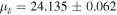 ${\mu }_{\delta }=24.135\pm 0.062$