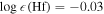 $\mathrm{log}\epsilon (\mathrm{Hf})=-0.03$