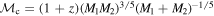${{ \mathcal M }}_{{\rm{c}}}={(1+z)({M}_{1}{M}_{2})}^{3/5}{({M}_{1}+{M}_{2})}^{-1/5}$
