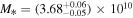 ${M}_{* }=({3.68}_{-0.05}^{+0.06})\times {10}^{10}$