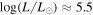 $\mathrm{log}(L/{L}_{\odot })\approx 5.5$