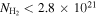 ${N}_{{{\rm{H}}}_{2}}\lt 2.8\times {10}^{21}$