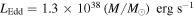 ${L}_{\mathrm{Edd}}=1.3\times {10}^{38}\,(M/{M}_{\odot })\,\mathrm{erg}\,{{\rm{s}}}^{-1}$