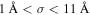 $1\,\mathring{\rm A} \lt \sigma \lt 11\,\mathring{\rm A} $