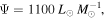 ${\rm{\Psi }}=1100\,{L}_{\odot }\,{M}_{\odot }^{-1},$
