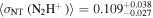 $\langle {\sigma }_{\mathrm{NT}}\,({{\rm{N}}}_{2}{{\rm{H}}}^{+}\,)\rangle ={0.109}_{-0.027}^{+0.038}$