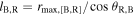 ${l}_{{\rm{B}},{\rm{R}}}={r}_{\max ,[{\rm{B}},{\rm{R}}]}/\cos \,{\theta }_{{\rm{R}},{\rm{B}}}$